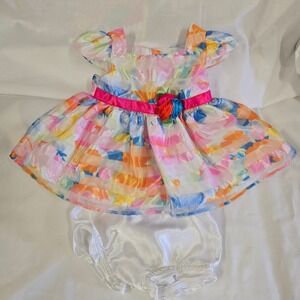George Baby Girl Newborn Floral Dress with Diaper Cover Pink Blue Orange White
